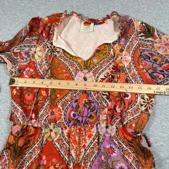 Farm Rio Anthropologie Maxi Dress Womens‎ S Floral Boho Cottagecore Ruffle Flowy - Picture 8 of 12